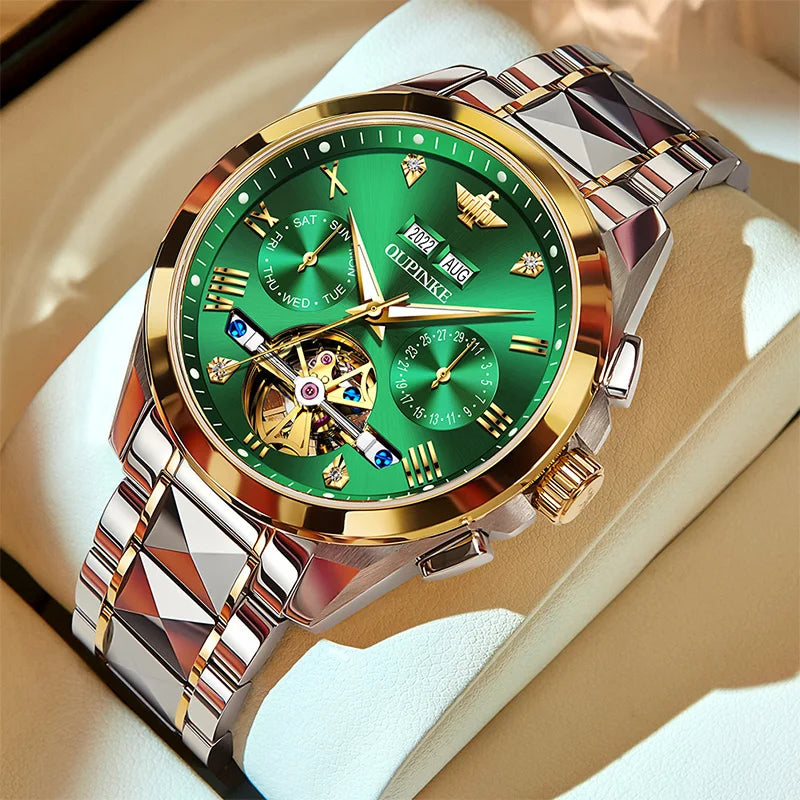 OUPINKE Automatic Mechanical Watch for Men 50M Waterproof Sapphire Mirror Luxury High Level Wristwtch