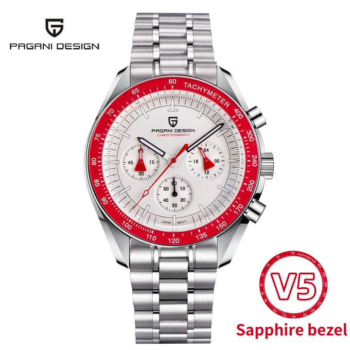 PAGANI DESIGN 2025 Silver Gold Moon Luxury Quartz Watches Men Sport Chronograph Sapphire Crystal Stainless steel Watch For Men