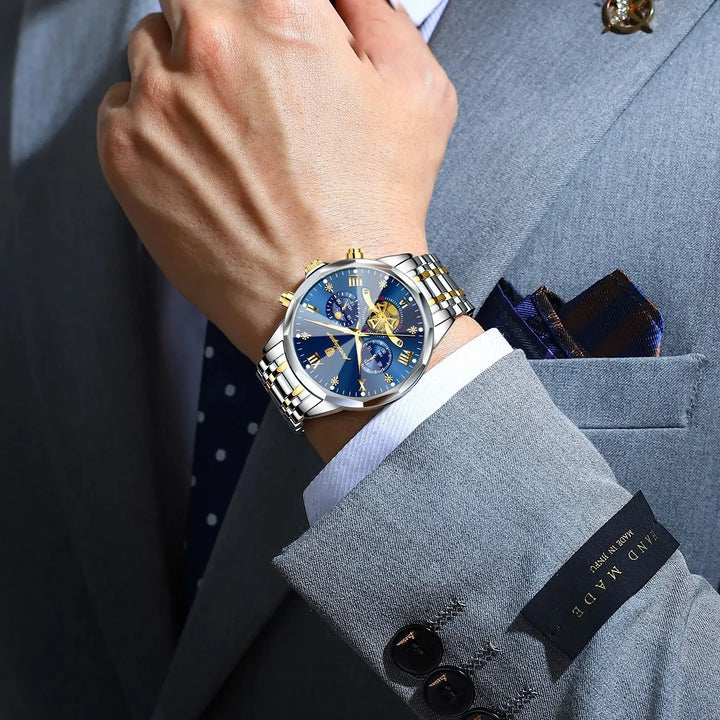 POEDAGAR Luxury Men Watch Top Original Waterproof Luminous Chronograph Man Wristwatch Stainless Steel Quartz Men's Watches Reloj