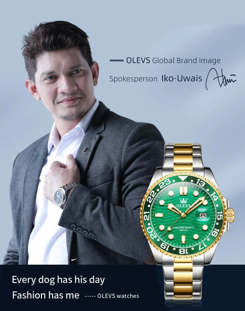 OLEVS Original Brand High Fashion Men's watch WaterproofCalendar Quartz Watch for Male Luminous Stainless Steel Authentic Watch