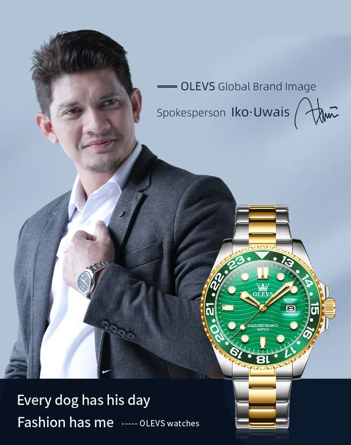OLEVS Original Brand High Fashion Men's watch WaterproofCalendar Quartz Watch for Male Luminous Stainless Steel Authentic Watch