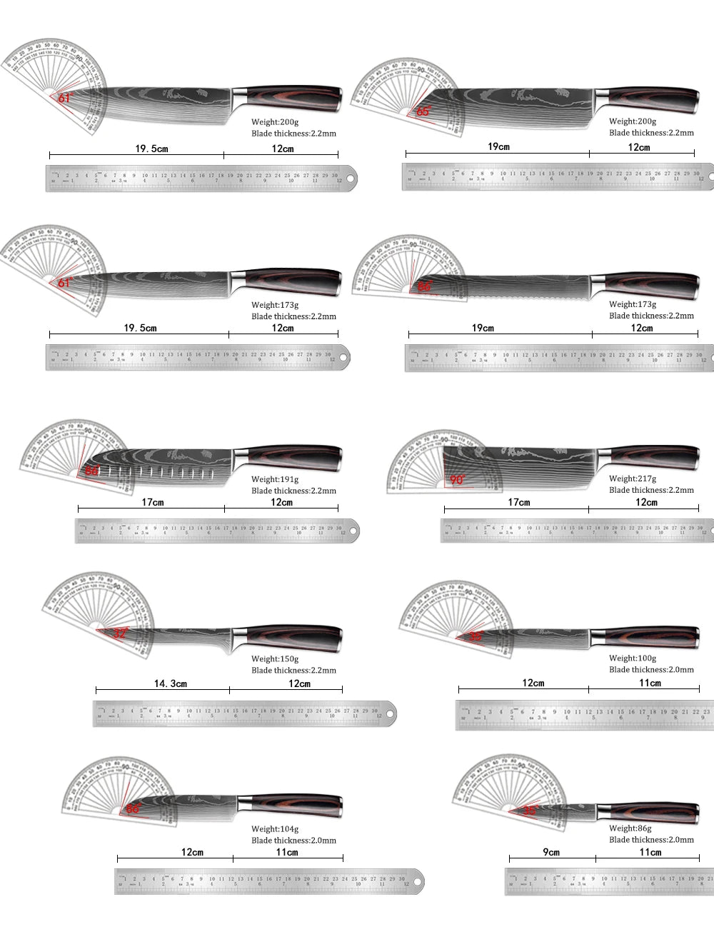 XITUO Professional Damascus Laser Pattern Chef Knife High-Quality Kitchen Knife, Sharp Slicing Cleaver, Boning & Utility Knife