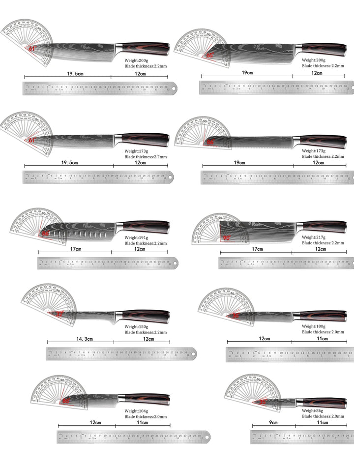 XITUO Professional Damascus Laser Pattern Chef Knife High-Quality Kitchen Knife, Sharp Slicing Cleaver, Boning & Utility Knife
