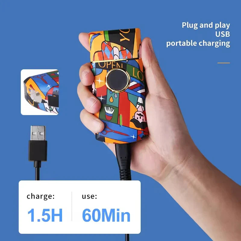 Kemei Rechargeable Graffiti Pattern Electric Hair Clipper Professional Barber Trimmer Man Shaver Km-MAX2092 KM-MAX5090 KM-RS7098