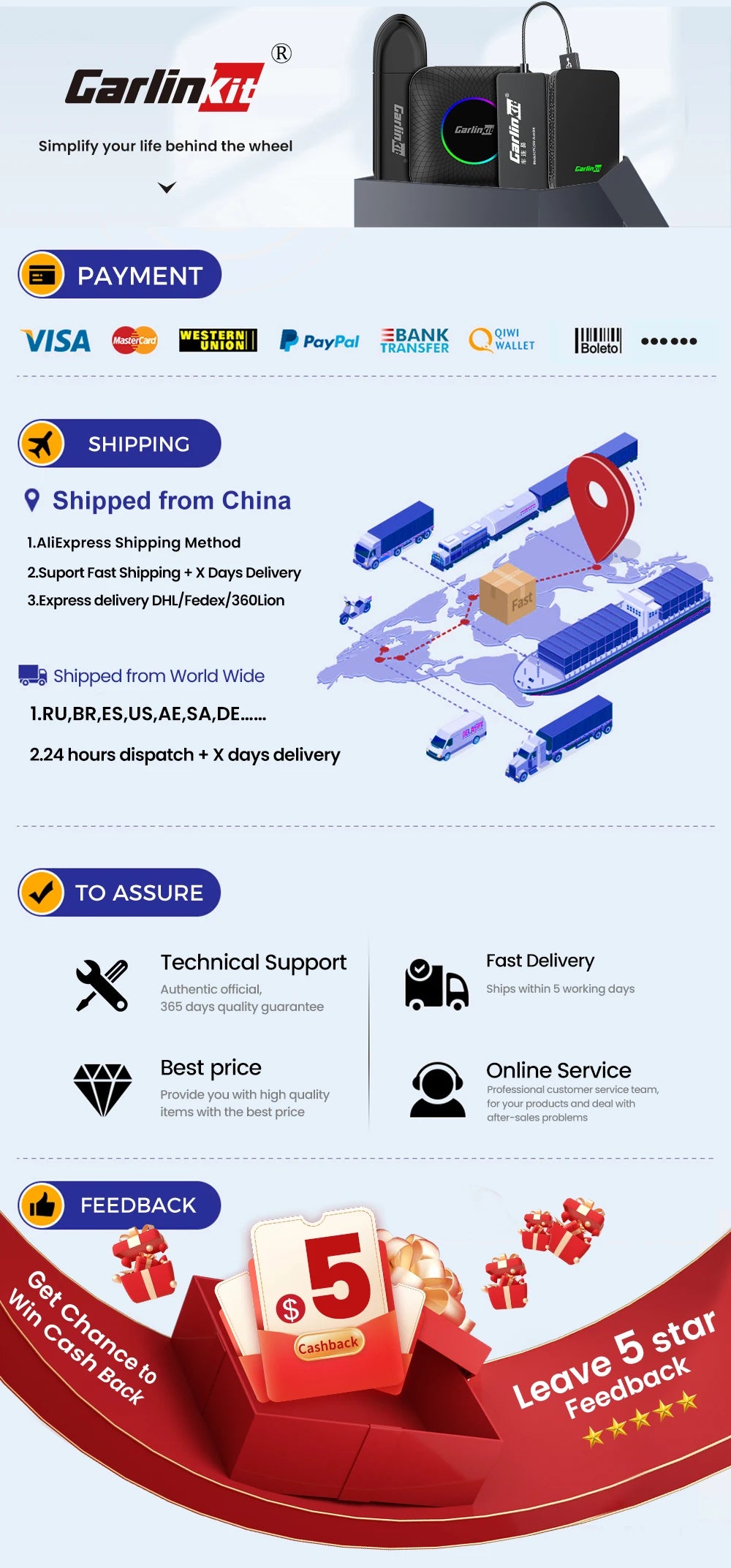CarlinKit A2A Android Auto Wireless Adapter Android Auto Dongle For Vw Mercedes Mazda Toyota Jeep Hyundai KIA Peugeot