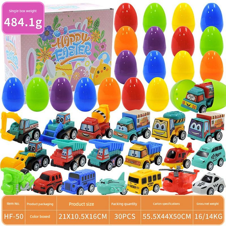 Children's Day Easter Egg Kids Building Blocks Blind Box Cartoon Rabbit Decompression Color Film Puzzle Egg Engineering Car Toys