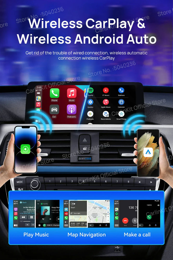 2025  CarlinKit CarPlay AI Box Android 13.0 SM6225 QCM6125 Android Auto Wireless CarPlay Adapter 2.4+5GGPS 64G 128G FOTA Upgrade