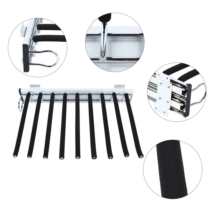 Pull Out Wardrobe Trouser Rack 9 Scarf Holder Hanger Rail Extendable Trousers Hanger Suitable for Wardrobe Depth 48cm