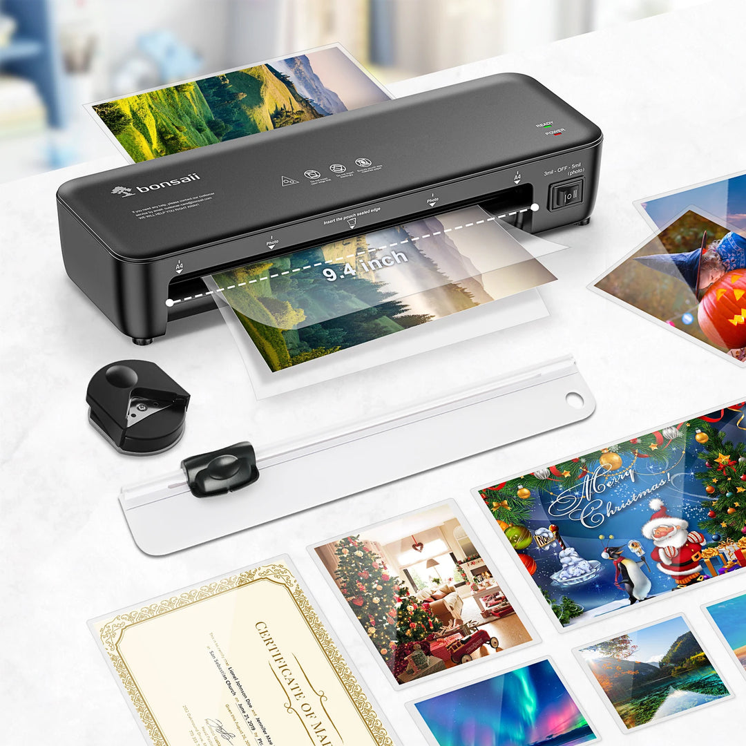 BONSAII 9" 4-in-1 Laminator with Never Jam Tech, Ideal for Docs & Photos - Includes 40 Sheets, Great for Home, Office, & More
