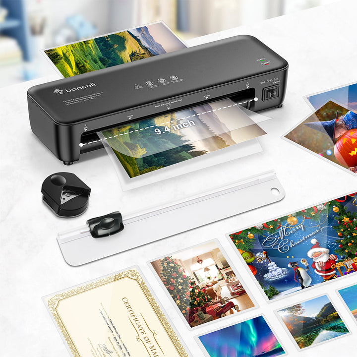 BONSAII 9" 4-in-1 Laminator with Never Jam Tech, Ideal for Docs & Photos - Includes 40 Sheets, Great for Home, Office, & More