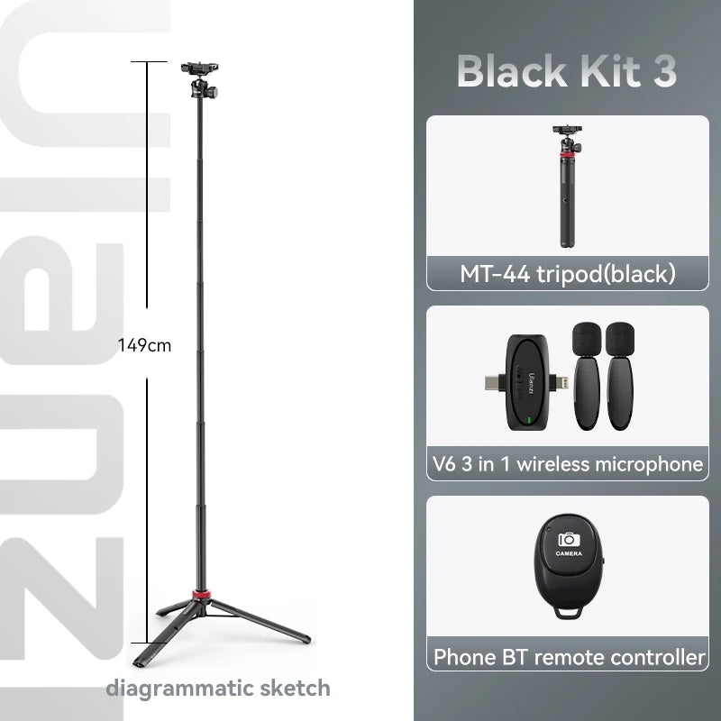 Ulanzi MT-44 Extend Livestream Tripod Stand 42inch Tripod with Phone Mount Holder Vertical Shooting Phone DSlR Camera Tripods