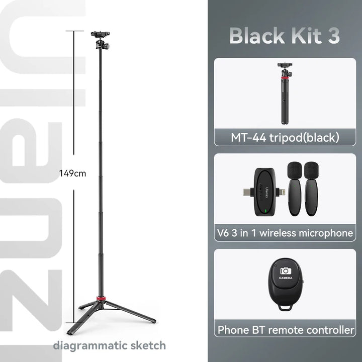 Ulanzi MT-44 Extend Livestream Tripod Stand 42inch Tripod with Phone Mount Holder Vertical Shooting Phone DSlR Camera Tripods