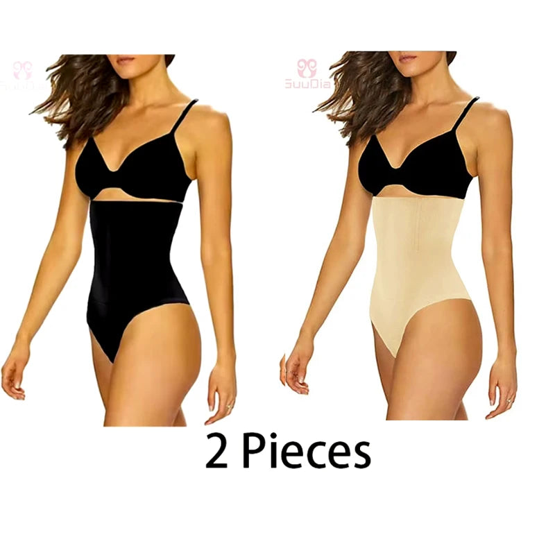 GUUDIA Womens High Waist Seamless Body Shaper Briefs Firm Control Tummy Sexy Thong Shapewear Panties Girdle Underwear Shapewear