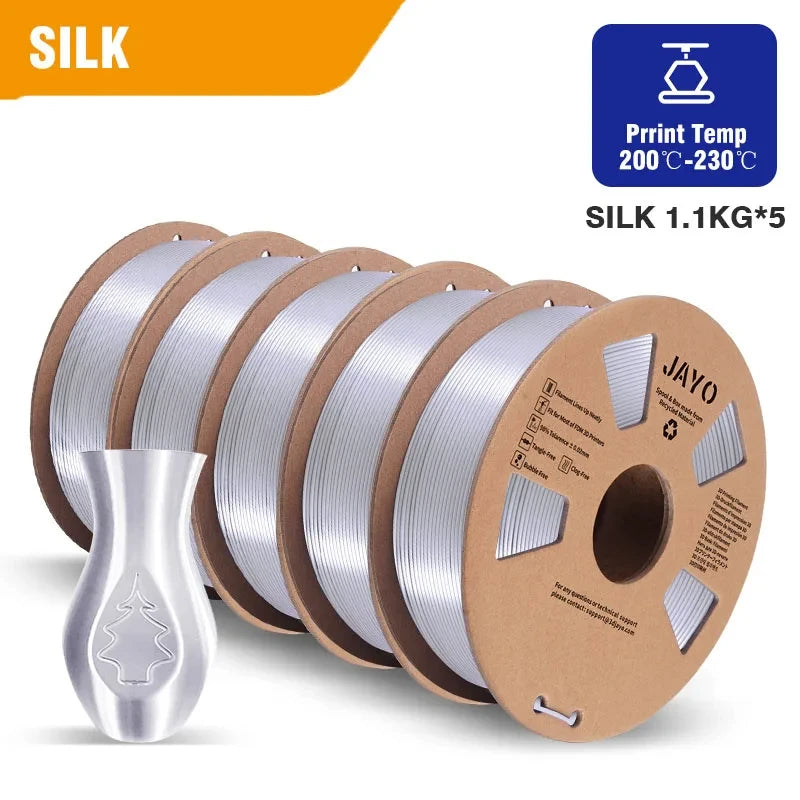 JAYO 5Rolls JAYO TPU SILK 98A 3D Filament Flexible 1.75mm+/-0.02mm 3D Printer SILK Texture Smooth High Quality New Fast Shipping