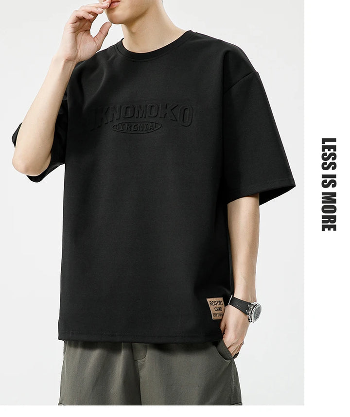 Summer Men's T-Shirt Retro Street Trendy Men's Loose Hip Hop Short Sleeve Casual Print Mens Streetwear Top Tees Fashion Male Top