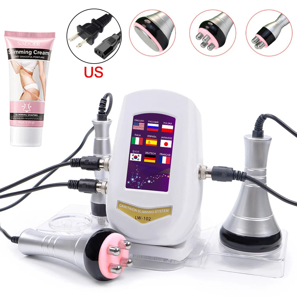 3 In 1 40K  Cavitation  Machine Body Facial Radiofrequency Massage Weight Loss Machine Body Shaping Slimming Fat Burn