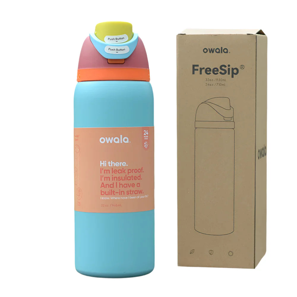 Owala FreeSip Blue Bow Tie Water Bottle