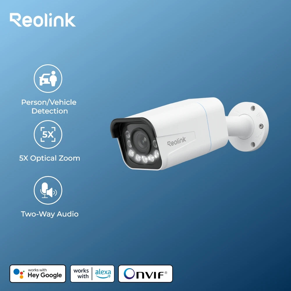 Reolink Smart 4K 8MP PoE Security Camera 5X Zoom 2-Way Audio IP Cam Person/Vehicle Detection Spotlight Surveillance Cameras