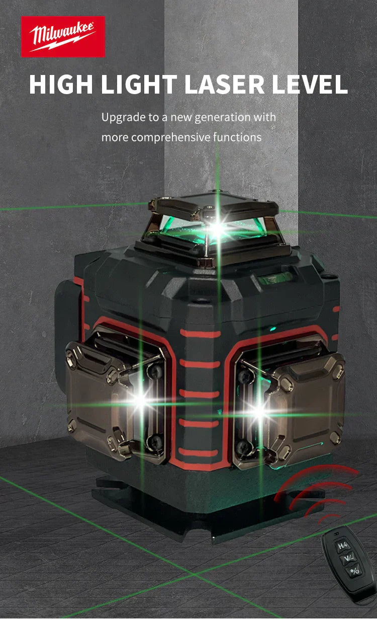 Milwaukee 4D 16 Lines Green Beam 360° Self-leveling Laser Levels Horizontal And Vertical Professional Laser Level Tool