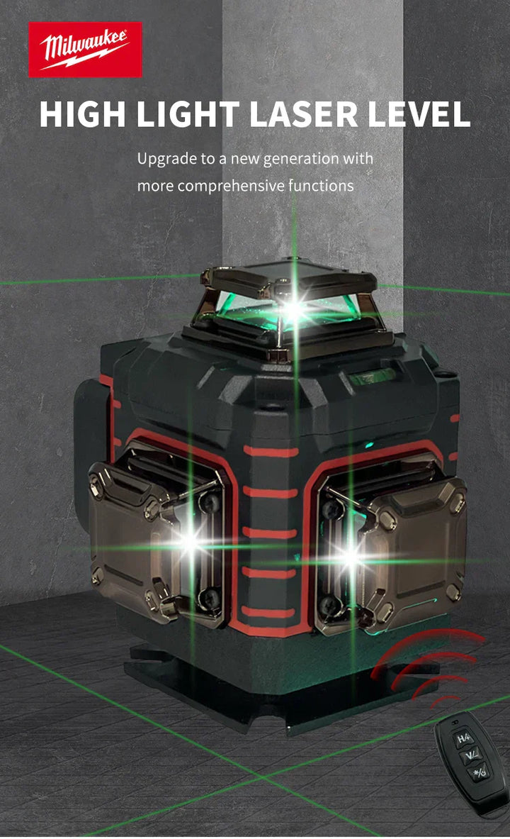 Milwaukee 4D 16 Lines Green Beam 360° Self-leveling Laser Levels Horizontal And Vertical Professional Laser Level Tool