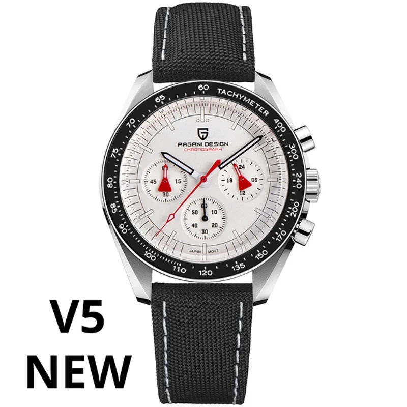 PAGANI DESIGN 2025 New Moon Men's Watches Luxury Quartz Watch For Men VK63 Chronograph AR Sapphire Mirror Ceramic Bezel Luminous