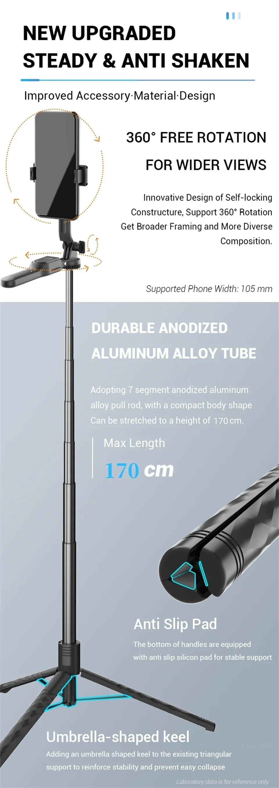 FANGTUOSI 1750mm Wireless Selfie Stick Tripod Stand Foldable Monopod With Led Light For Smartphones Balance Steady Shooting Live