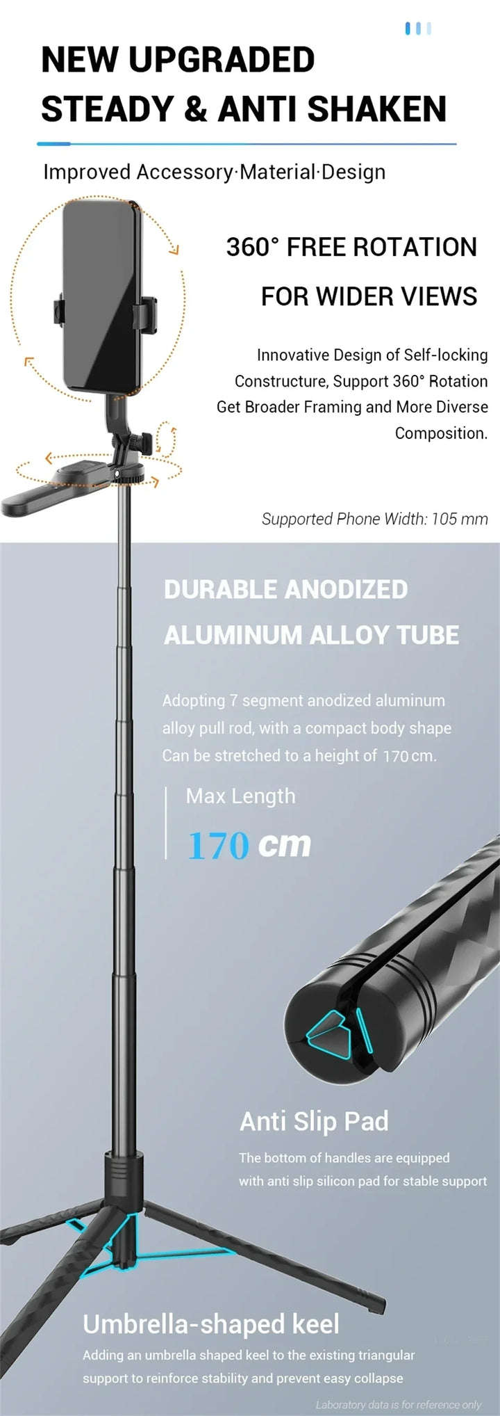 FANGTUOSI 1750mm Wireless Selfie Stick Tripod Stand Foldable Monopod With Led Light For Smartphones Balance Steady Shooting Live