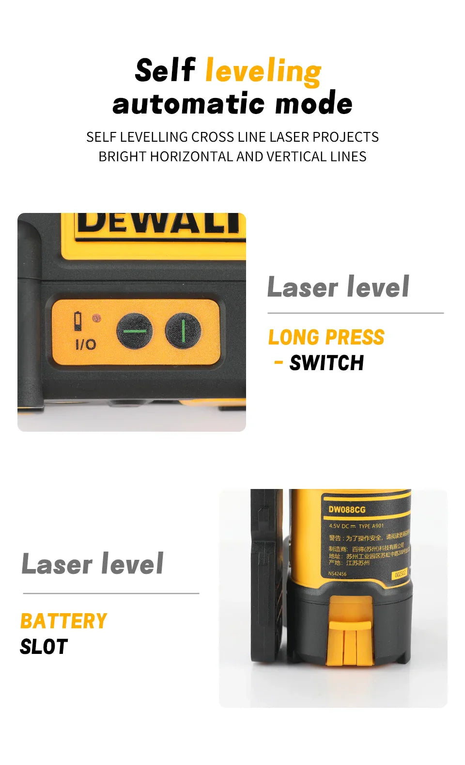 NEWDEWALT DW089LG 12 lines Laser Level 360 Self-Leveling Laser Level Horizontal And Vertical 12V Battery Tool Cross Line