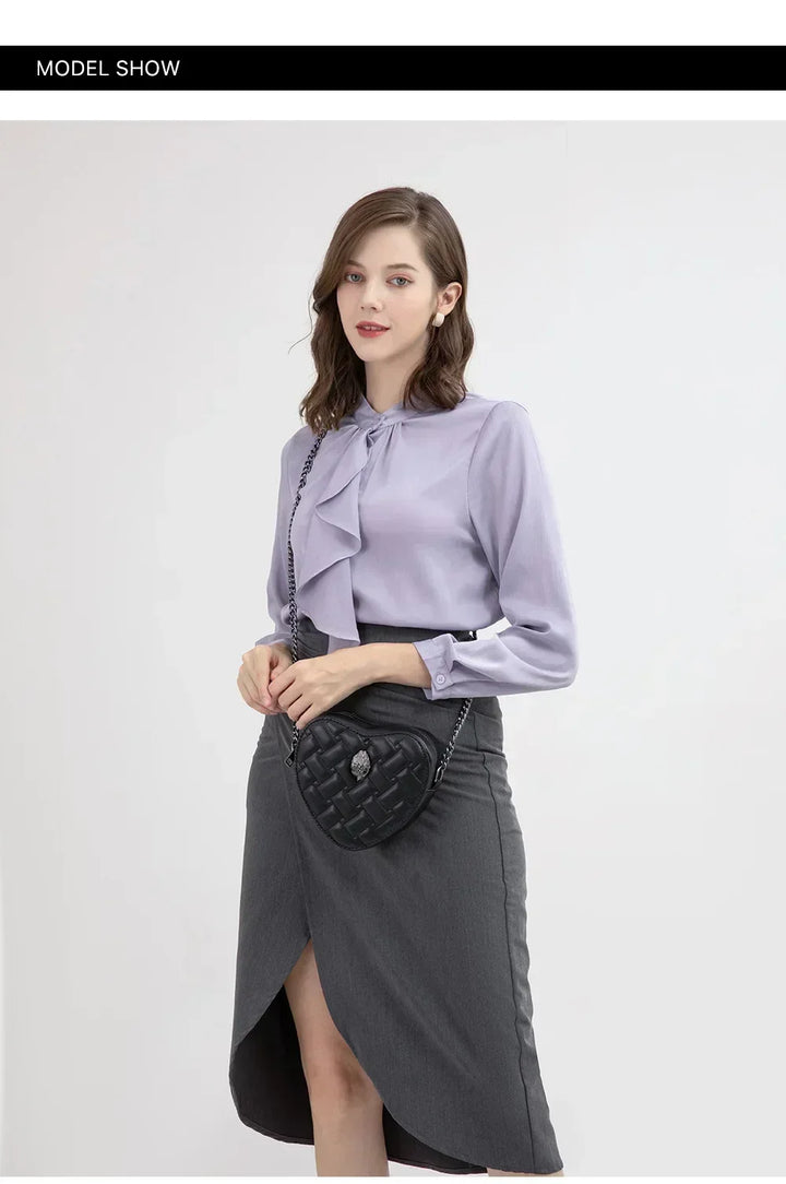 2024 Women's Heart-Shaped Herringbone Crossbody Bag with Eagle and Bird Head Shoulder Bag Chain Purse