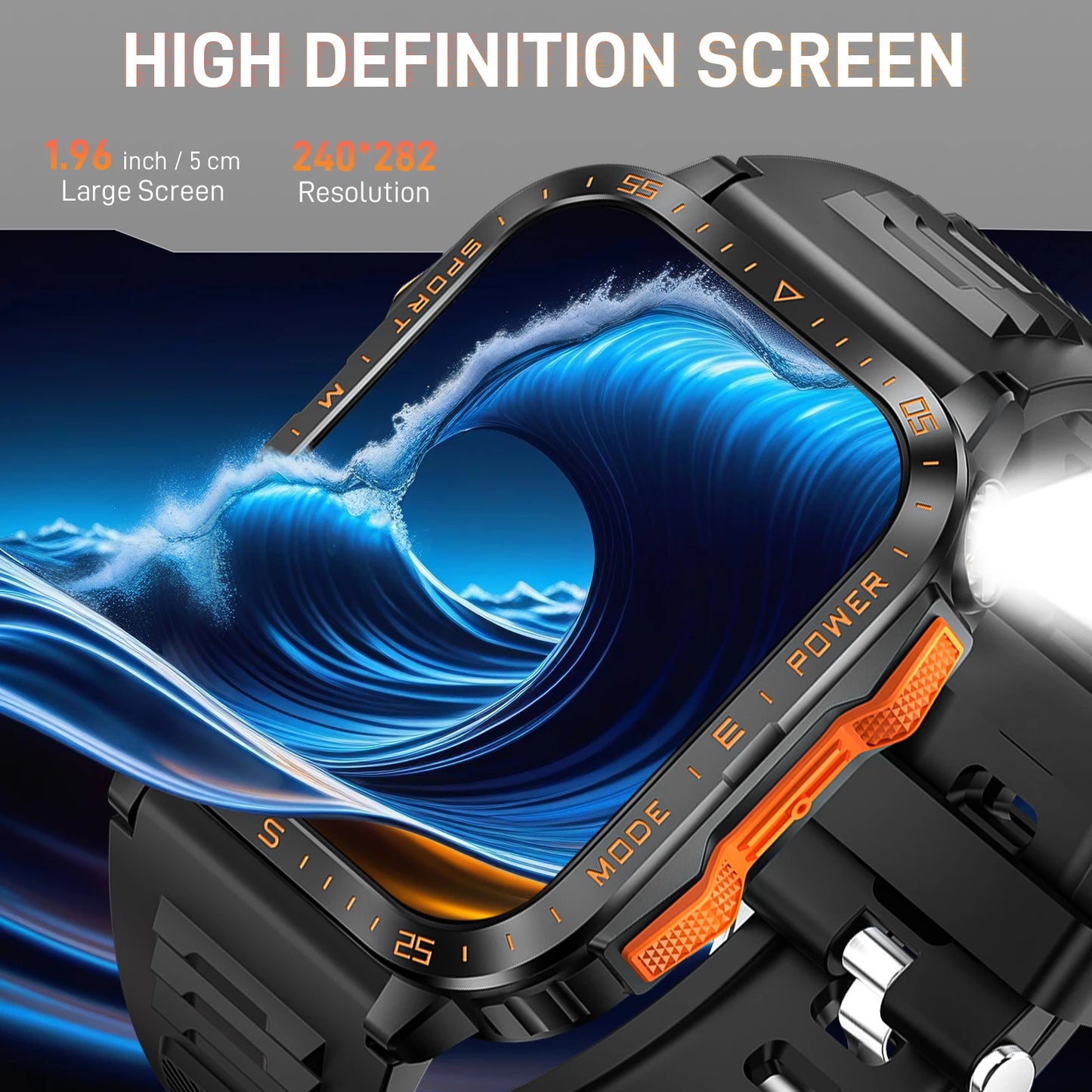 LaNikar New Military Smart Watch3ATM Waterproof Watch Fitness Tracker with Heart Rate Sleep Monitor MakeCalls for iPhone Android