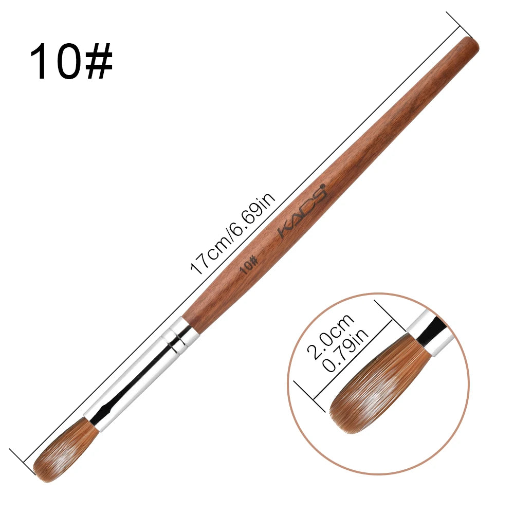 KADS Acrylic Nail Brush Crimped Kolinsky Sable UV Nail Art Gel Extension Brush Manicure Brush Flat Round Red Wood Nail Brush