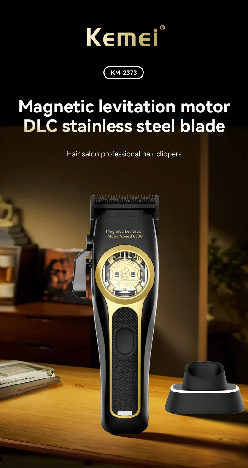 Kemei Professional Hair Clipper Magnetic Levitation Motor 8800 Rpm Charging Base Hair Clipper Men's Hair Clipper KM-2373