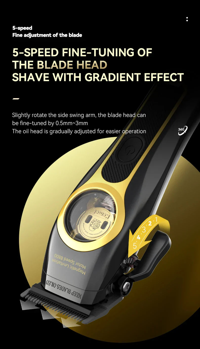 Kemei Professional Hair Clipper Magnetic Levitation Motor 8800 Rpm Charging Base Hair Clipper Men's Hair Clipper KM-2373