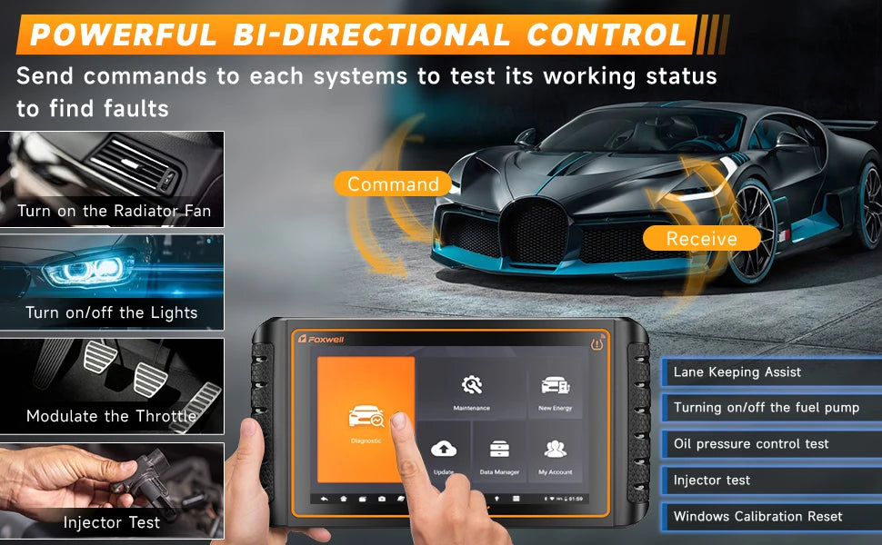 FOXWELL NT1009 10.1 inch OBD2 Car Scanner ECU Coding Active Test Guided Functions OE All System OBD2 Automotive Diagnosis Tools