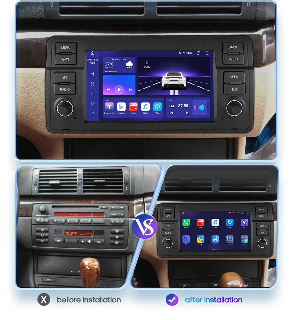 Hizpo 7" AI Voice Autoradio For BMW E46 M3 318/320/325/330/335 Android Auto Radio Carplay 4G DSP Car Multimedia GPS 2din Stereo