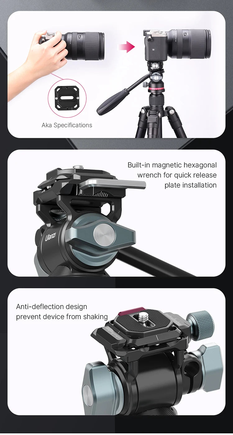 Ulanzi U-190 U190 Panoramic Tripod Head Hydraulic Fluid Video Damping Head For Tripod Monopod DSLR Camera Holder Stand Mobile