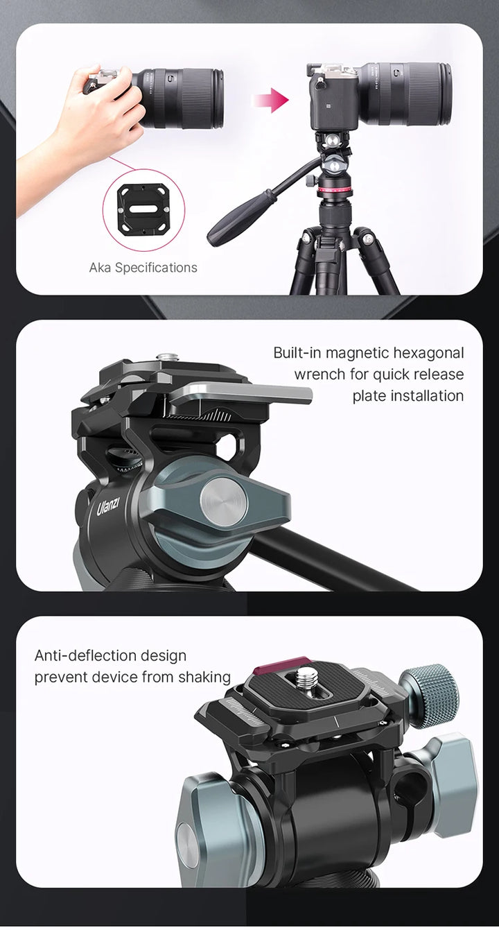 Ulanzi U-190 U190 Panoramic Tripod Head Hydraulic Fluid Video Damping Head For Tripod Monopod DSLR Camera Holder Stand Mobile