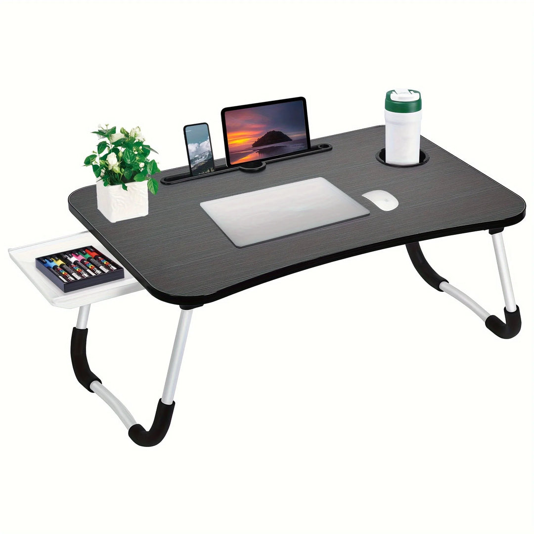 Foldable Laptop Bed Table with Storage