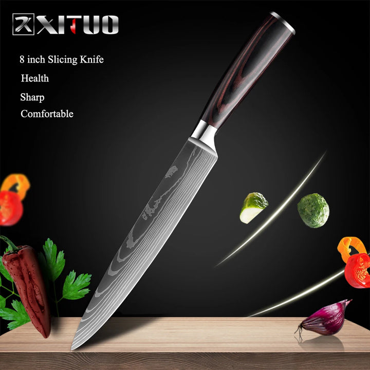 XITUO Professional Damascus Laser Pattern Chef Knife High-Quality Kitchen Knife, Sharp Slicing Cleaver, Boning & Utility Knife