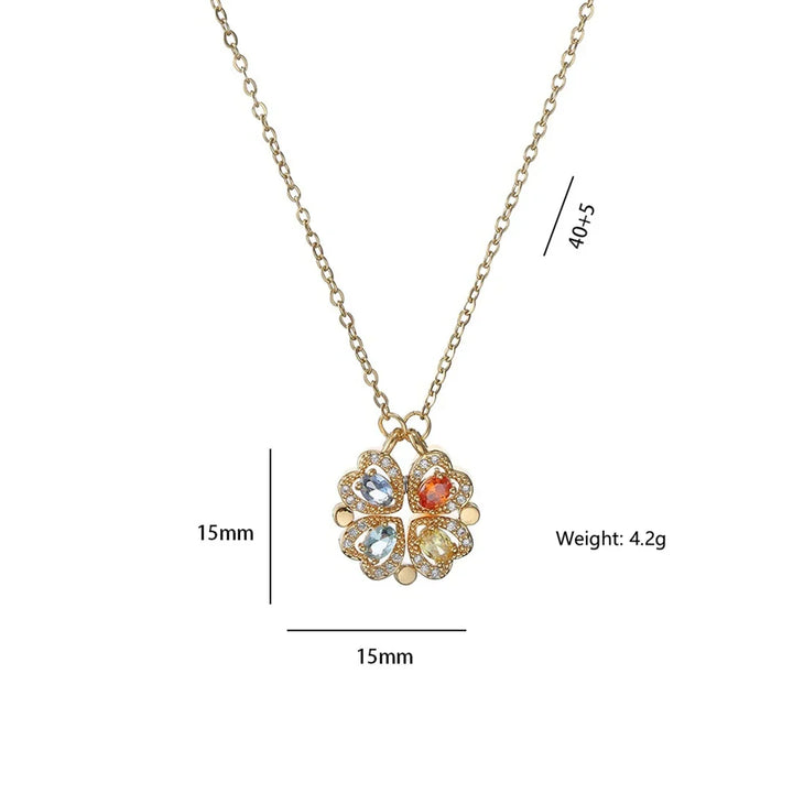 Fashion Retro Lucky Four Leaf Clover Women Necklace Gothic Love Heart Pendant Choke Chain Necklace Stainless Steel Jewelry Gift