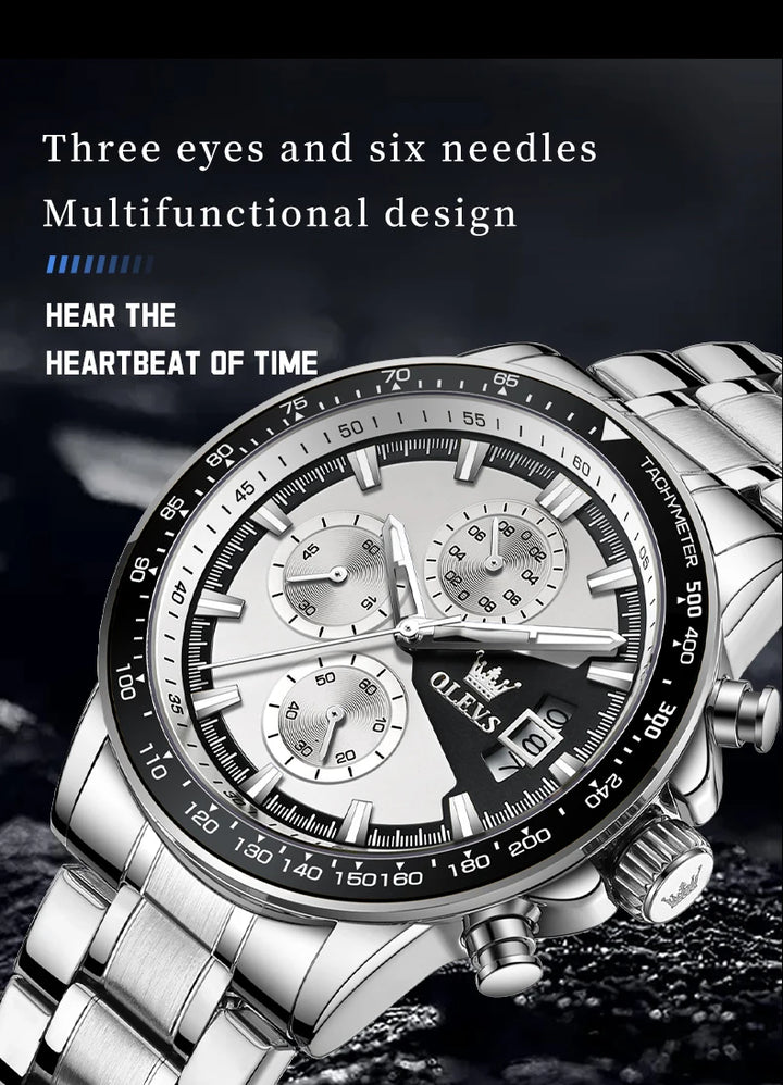 OLEVS Top Brand Men's Watches Casual Fashion Original Wristwatch Chronograph Waterproof Stainless Steel Luminous Date 2023 New