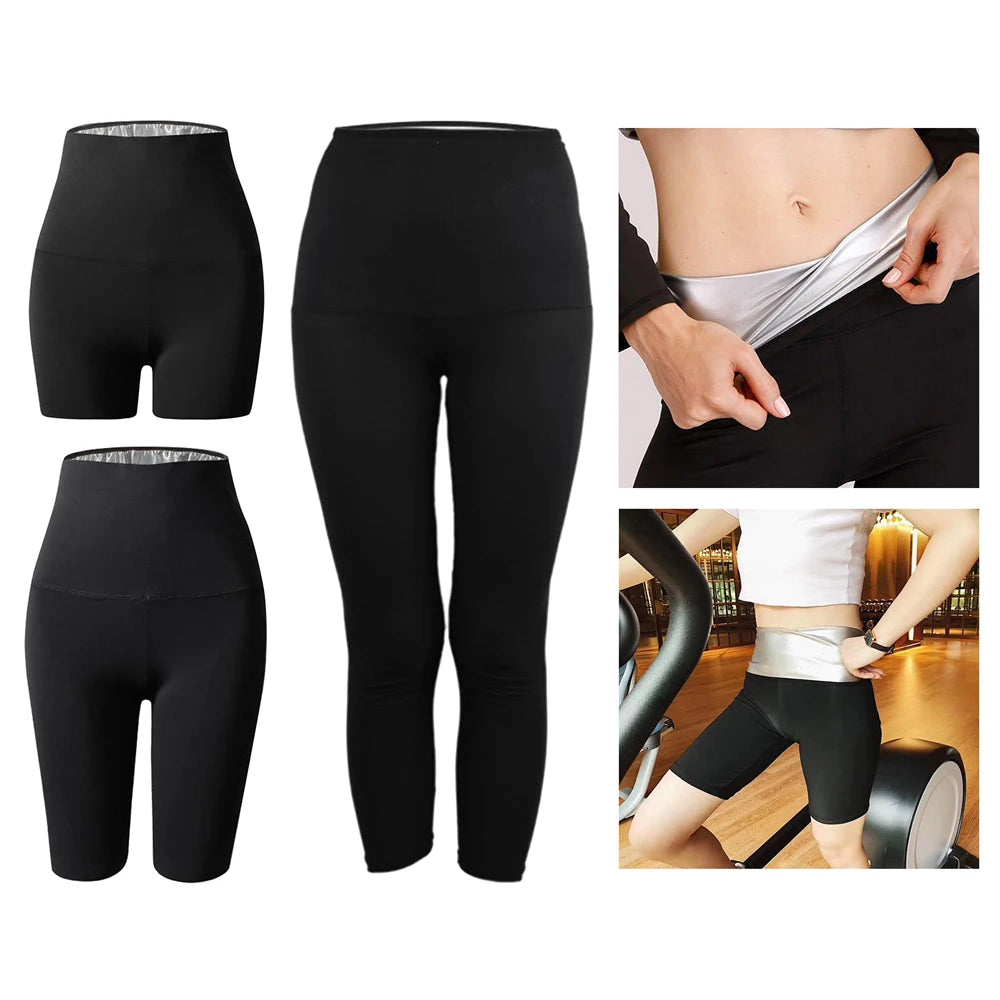 Sauna Sweat Suit Weight Loss Shapewear Shorts Pockets Waist Trainer Body Shaper Sweatsuit Exercise Fitness Gym for Women Girls