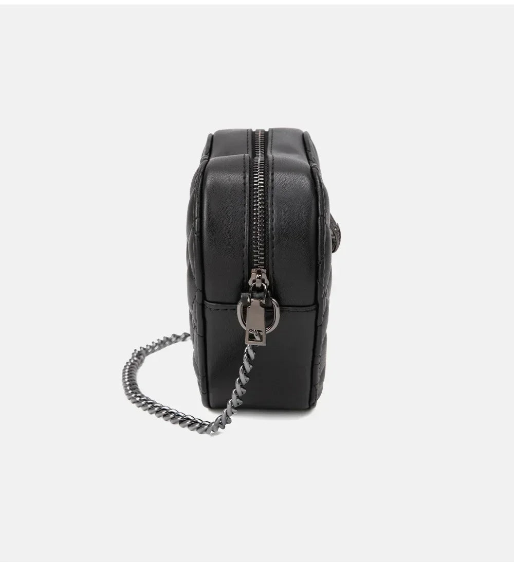 2024 Women's Heart-Shaped Herringbone Crossbody Bag with Eagle and Bird Head Shoulder Bag Chain Purse