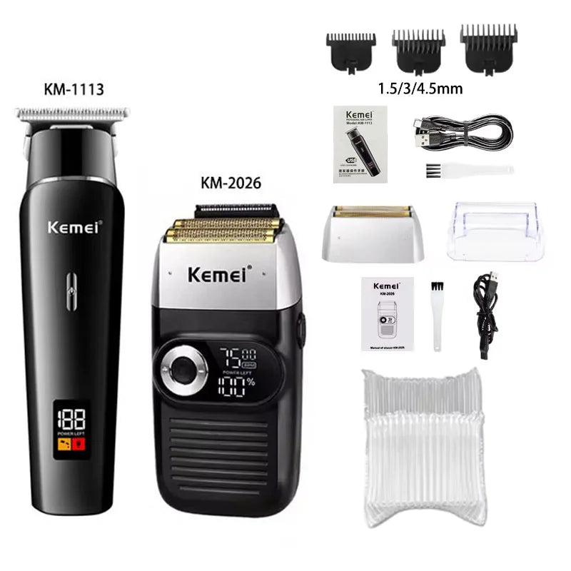 Kemei KM-2290 KM-1113 KM-2026 professional Electric hair clipper kit Men's Shaver Cordless Barber Hair Trimmer USB beard Razor
