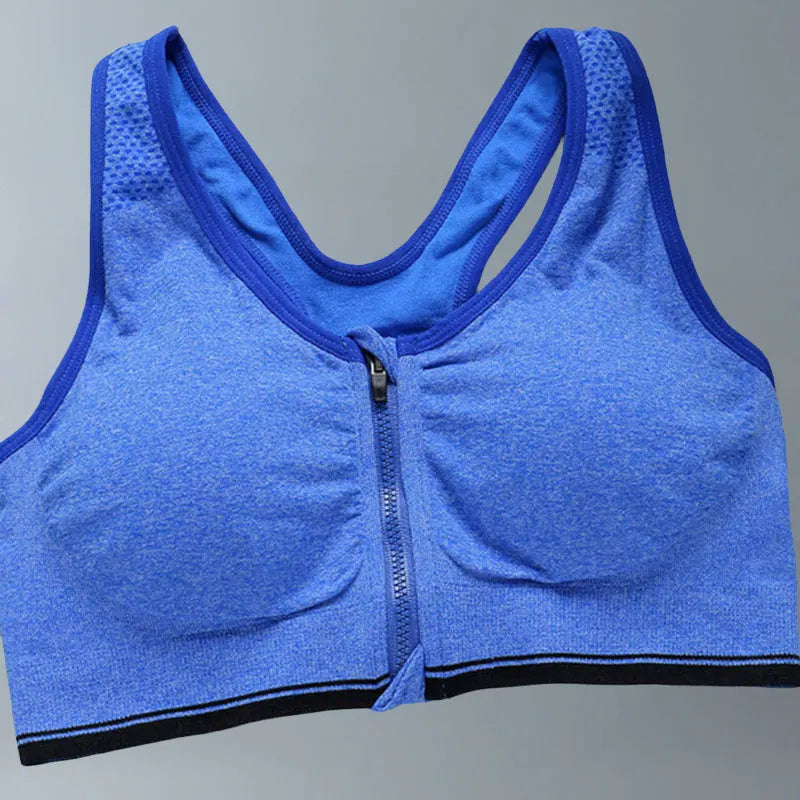 Front Zipper Sport Bra Gym top Breathable Brassiere Yoga Workout Running Vest Women's Underwear Shockproof Running Fitness Bra