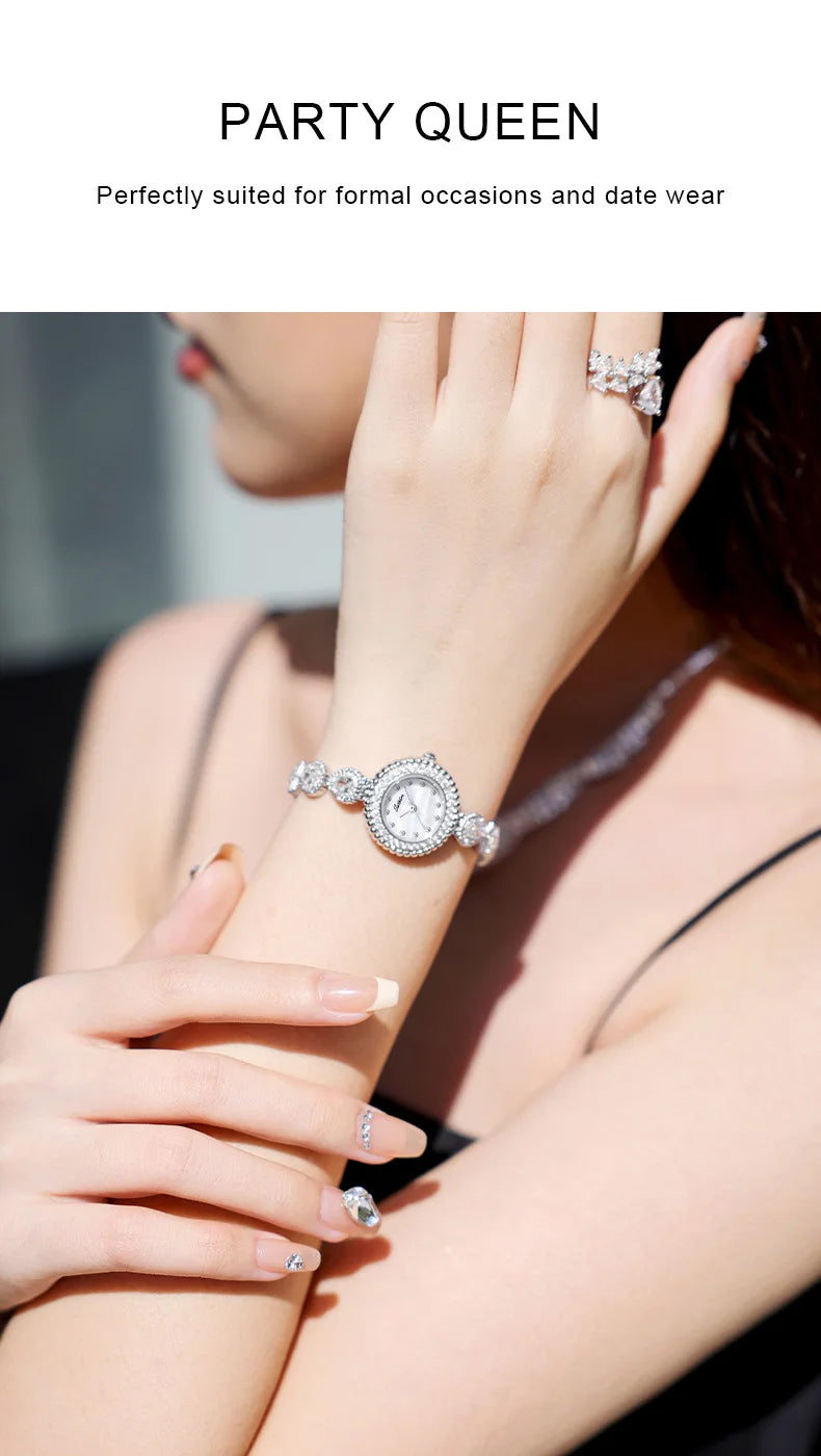 Sotoiru Luxury Bracelet Party Watches For Women Zircon Waterdrop Shape Quartz Wristwatch Jewel Accessory Gifts For Woman