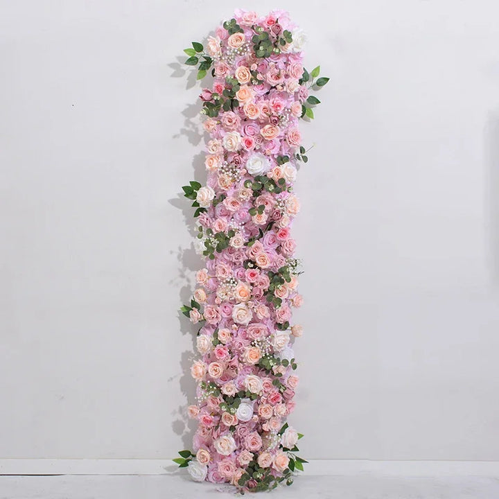 Artificial Runner Flower Row Wedding Arrangement Decoration Floral Backdrop Props Table Flower Runner Event Party Floral Decor