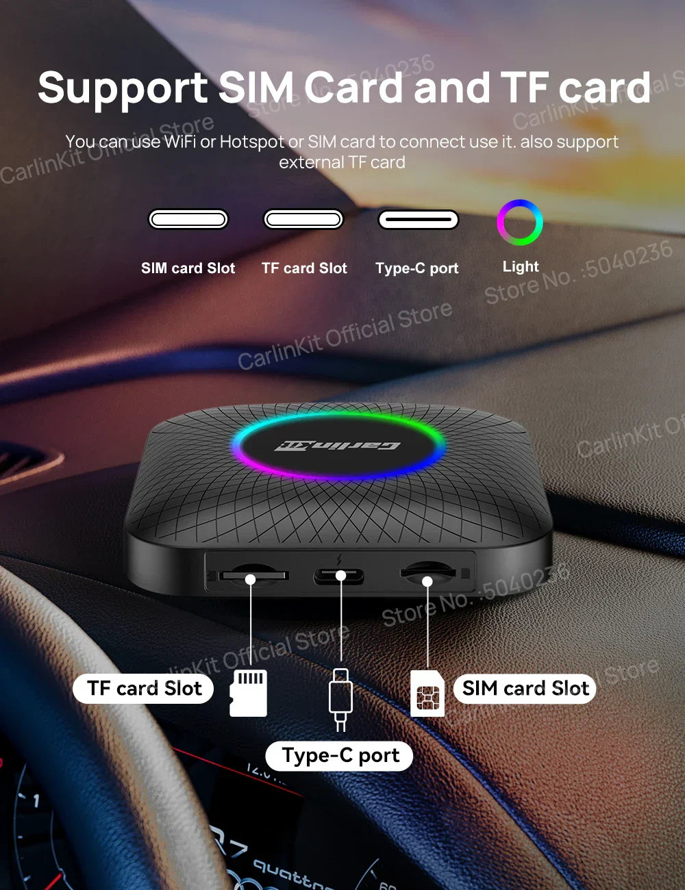 2025  CarlinKit CarPlay AI Box Android 13.0 SM6225 QCM6125 Android Auto Wireless CarPlay Adapter 2.4+5GGPS 64G 128G FOTA Upgrade