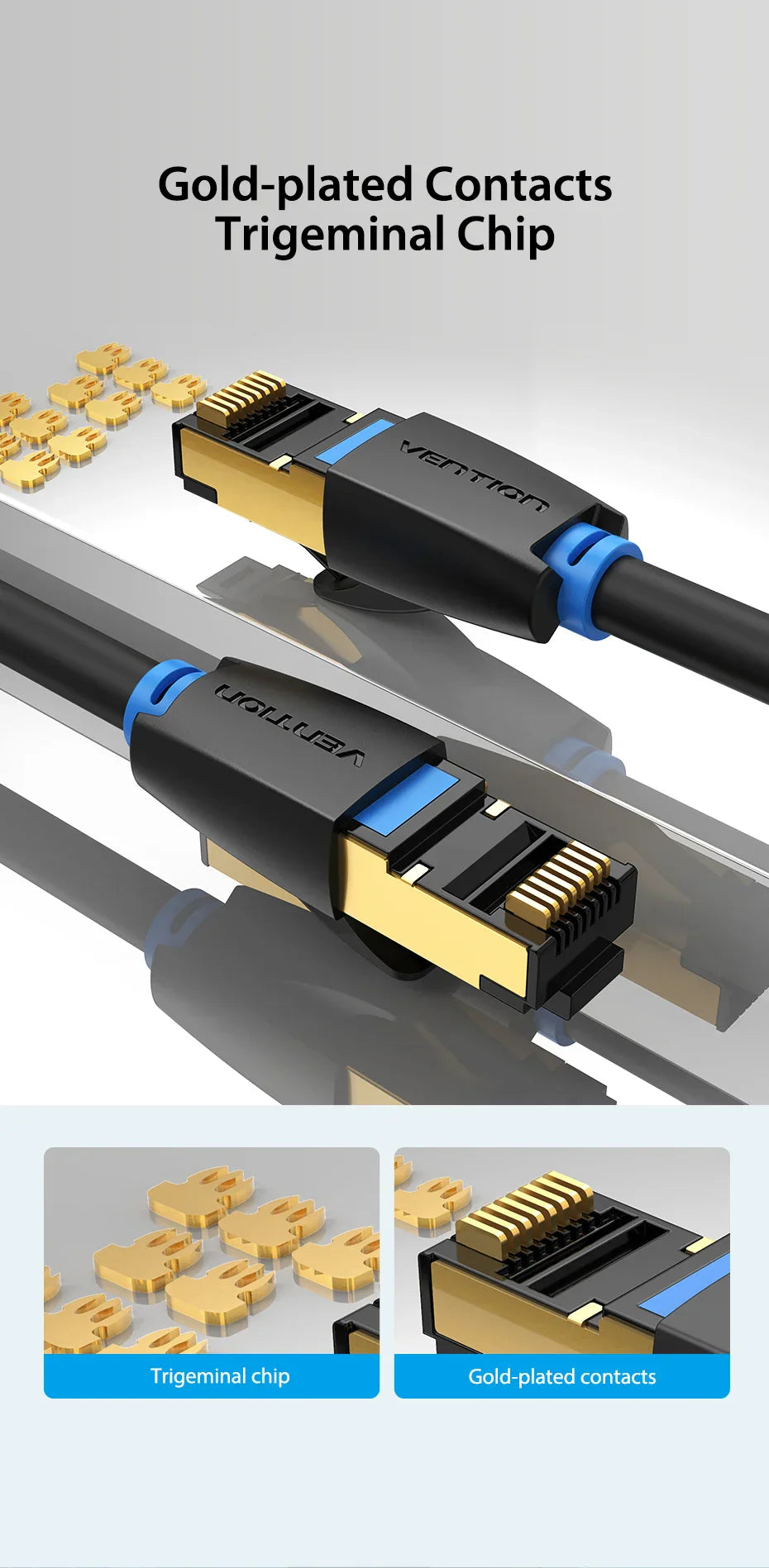 Vention Cat8 Ethernet Cable STTP 40Gbps 2000MHz Cat 8 RJ45 Network Lan Patch Cord for Router Modem Internet RJ 45 Ethernet Cable