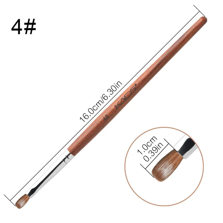KADS Acrylic Nail Brush Crimped Kolinsky Sable UV Nail Art Gel Extension Brush Manicure Brush Flat Round Red Wood Nail Brush